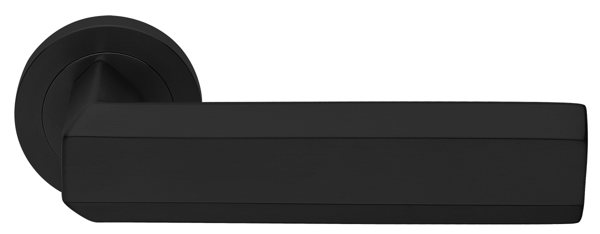 Ручка дверная HARMONY R2 NERO раздельная на круглой розетке, цвет - черный фото купить Астана