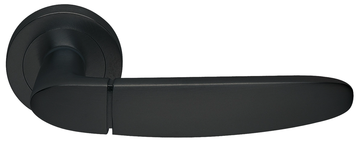 Ручка дверная SAIL R2 NERO раздельная на круглой розетке, цвет - черный фото купить Астана