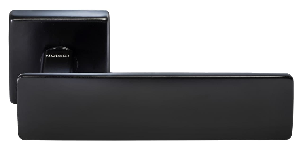Ручка дверная SPACE S5 NERO-ST на квадратной розетке, цвет - черный soft-touch фото купить Астана