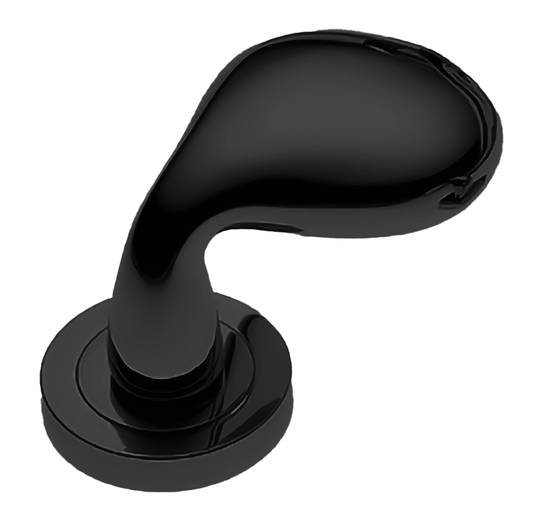 Ручка дверная SIENA-2 R2 NERO раздельная на круглой розетке, цвет - черный фото купить Астана