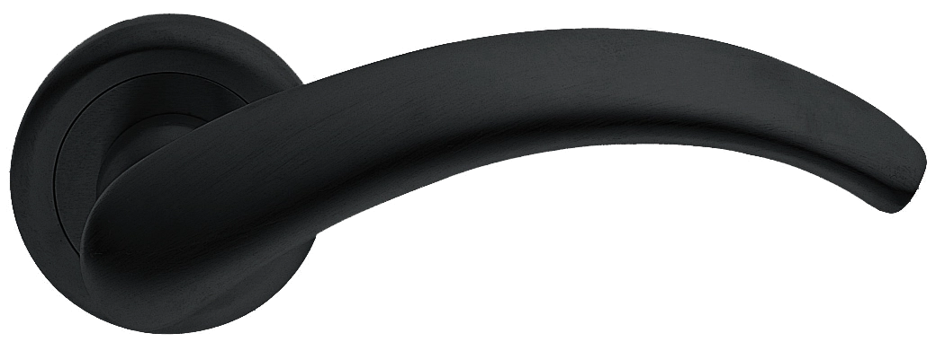 Ручка дверная ARCH R4 NERO раздельная на круглой розетке, цвет - черный фото купить Астана