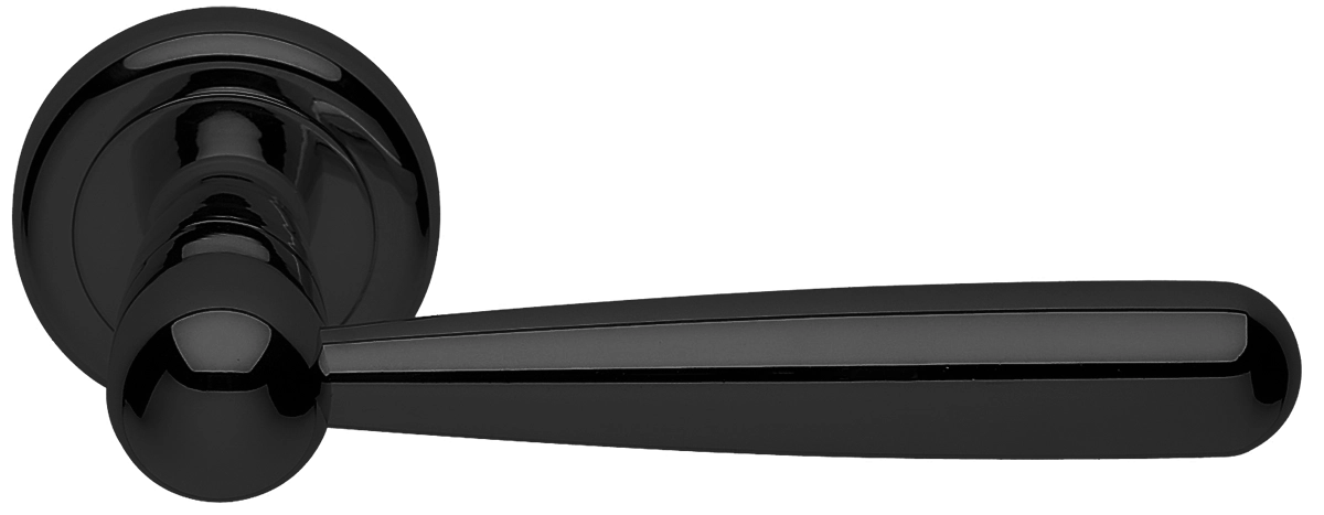 Ручка дверная PINOKKIO R4 NERO раздельная на круглой розетке, цвет - черный фото купить Астана