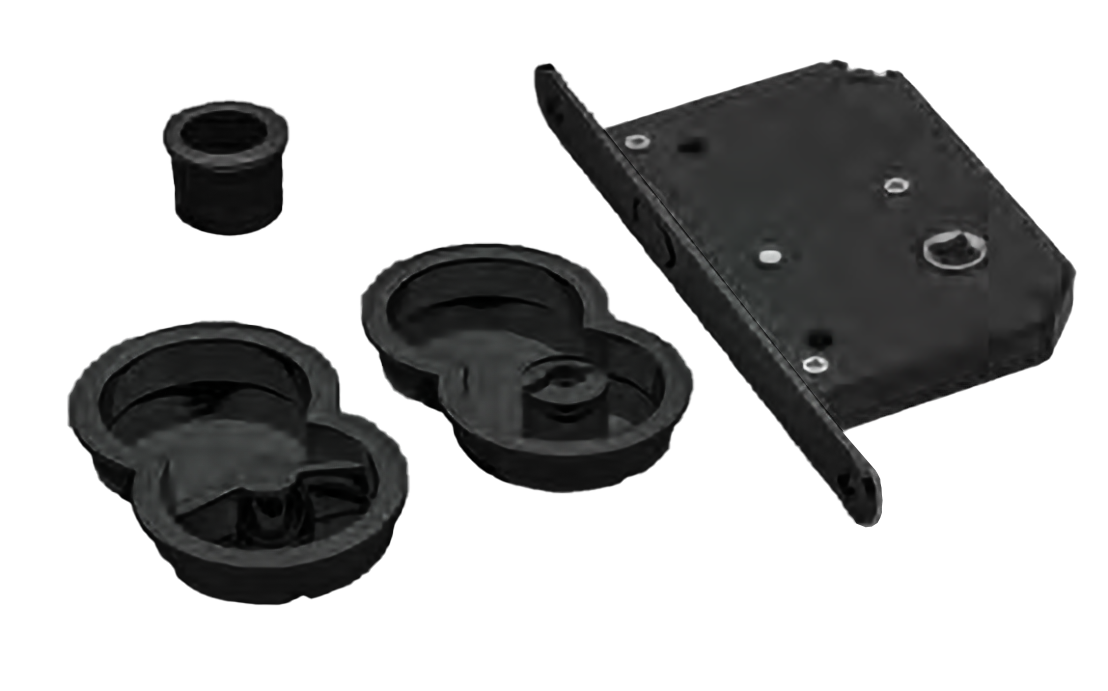 Ручки для раздвижных дверей INFINITY ART.85/B NERO с замком и заверткой, цвет - черный фото купить Астана