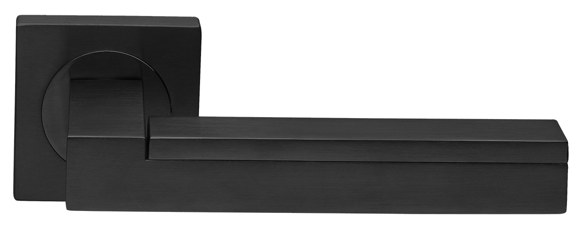 Ручка дверная ISLAND S2 NERO раздельная на квадратной розетке, цвет - черный фото купить в Астане