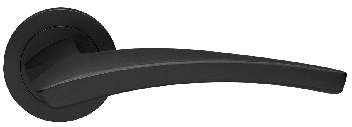 Ручка дверная WIND R2 NERO раздельная на круглой розетке, цвет - черный фото купить в Астане