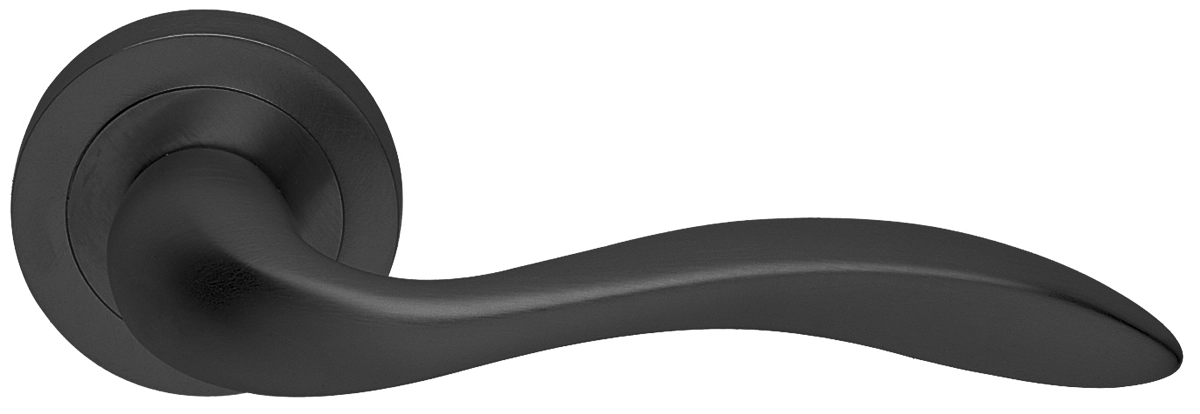Ручка дверная LEON R2 NERO раздельная на круглой розетке, цвет - черный фото купить в Астане