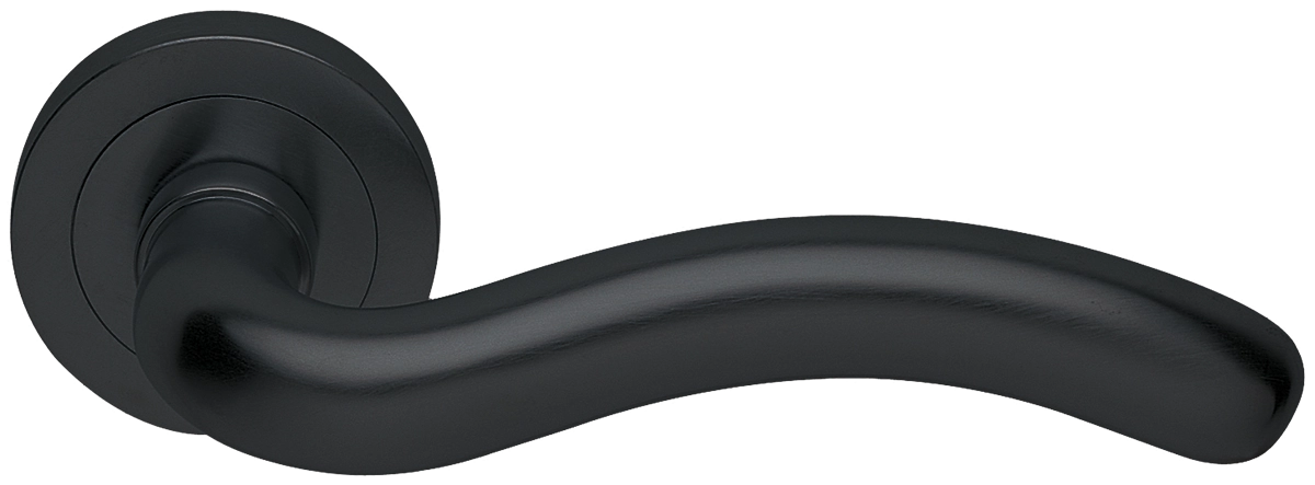 Ручка дверная SNAKE R2 NERO раздельная на круглой розетке, цвет - черный фото купить в Астане