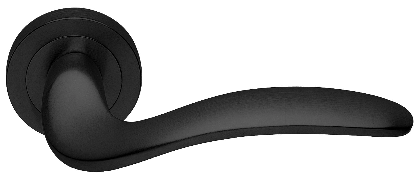 Ручка дверная COBRA R2 NERO раздельная на круглой розетке, цвет - черный фото купить в Астане