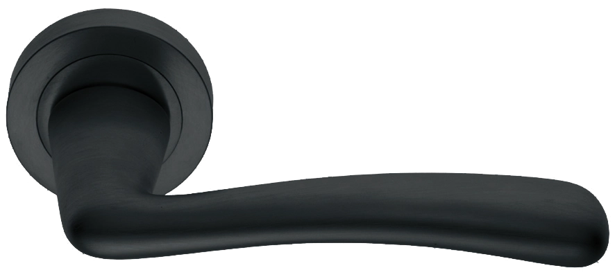Ручка дверная COCKATOO R2 NERO раздельная на круглой розетке, цвет - черный фото купить в Астане