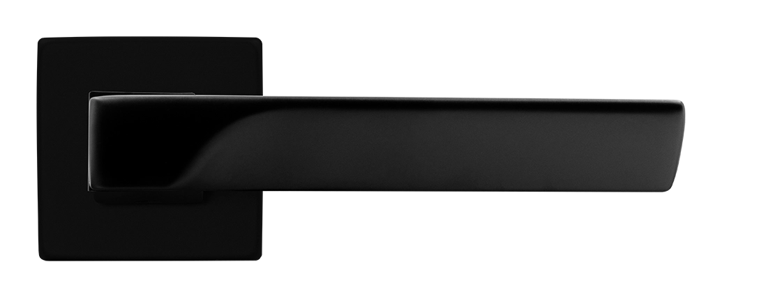 Ручка дверная FIORD S5 NERO-ST на квадратной розетке цвет черный soft-touch, ЦАМ фото купить в Астане