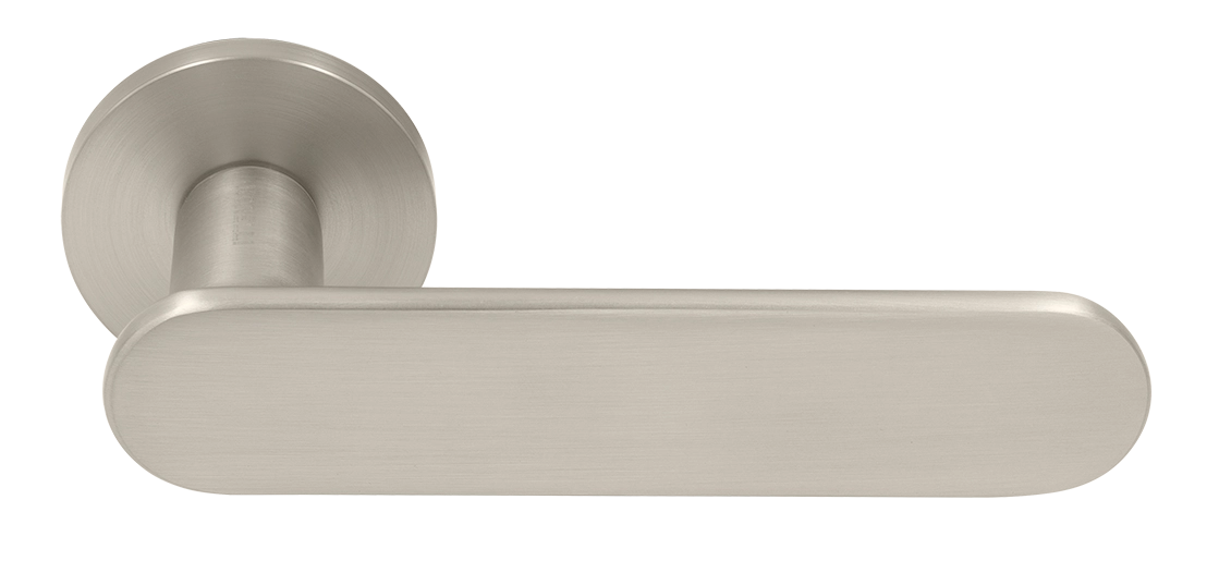 Ручка дверная MH-65-R6 SEMPIONE MSN на круглой розетке, цвет матовый сатинированный никель фото купить Астана
