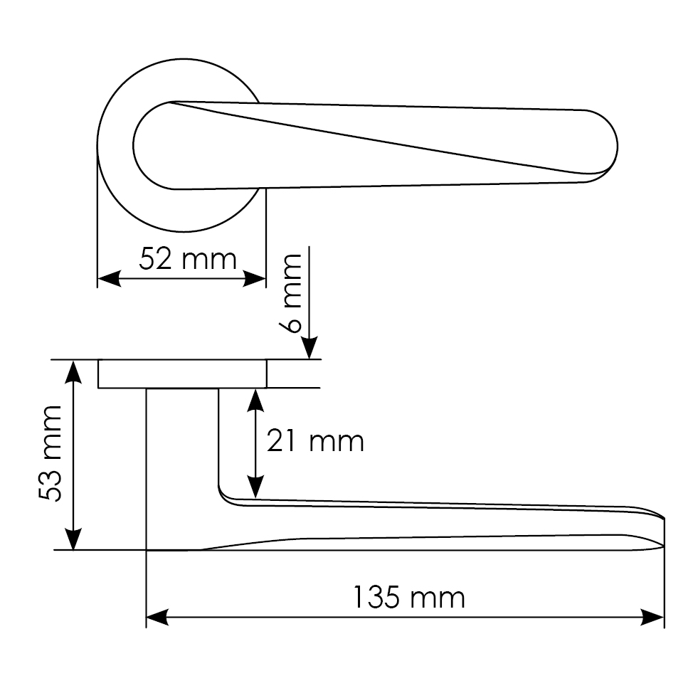 Комплект дверных ручек MH-58-R6 SC + сантехническая завертка MH-WC-R6 SC + защёлка бесшумная M1895 SC + петли врезные универсальные MSN 100X70X2.5-4BB SC (2шт), цвет матовый хром фото купить в Астане