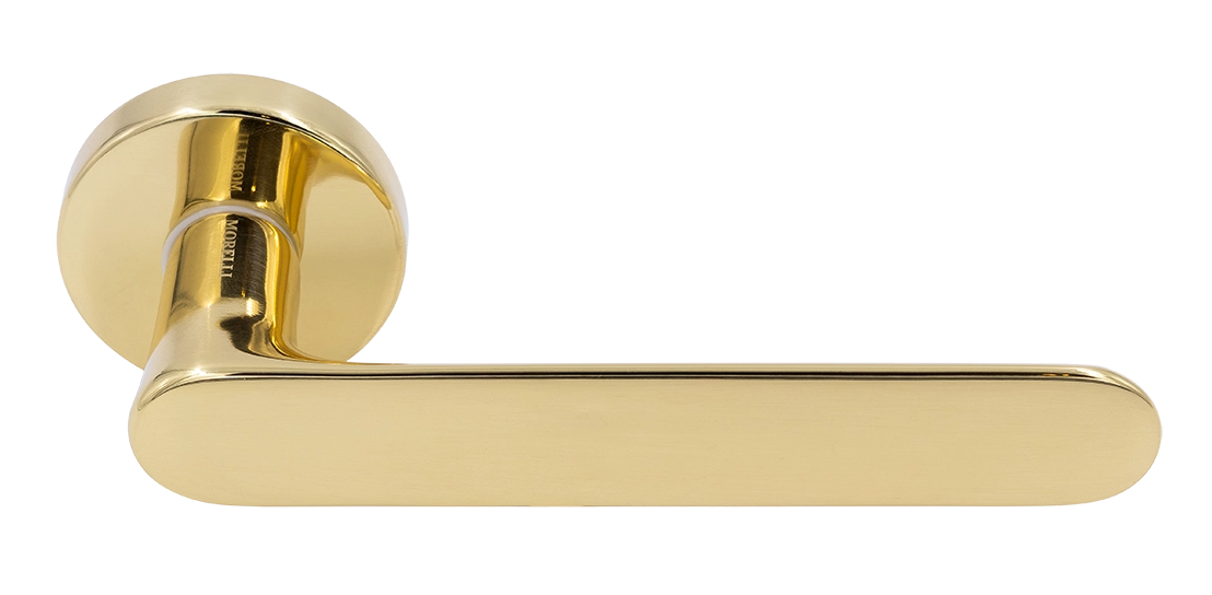 Ручка дверная LE BOAT R5 OTL раздельная на круглой розетке, цвет золото, латунь фото купить Астана