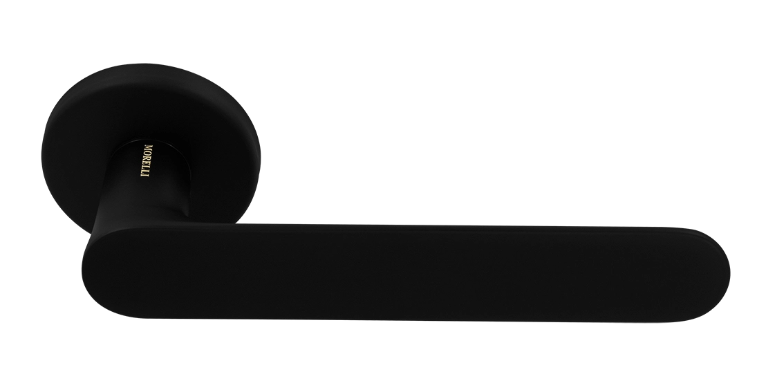 Ручка дверная LE BOAT R5 NERO-ST раздельная на круглой розетке, цвет черный soft-touch, латунь фото купить Астана