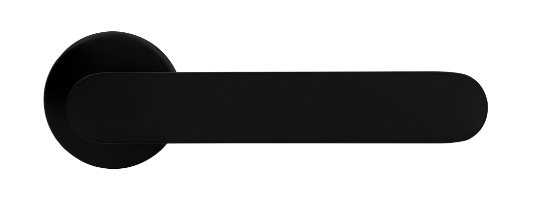 Ручка дверная LE BOAT R5 NERO-ST раздельная на круглой розетке, цвет черный soft-touch, латунь фото купить в Астане