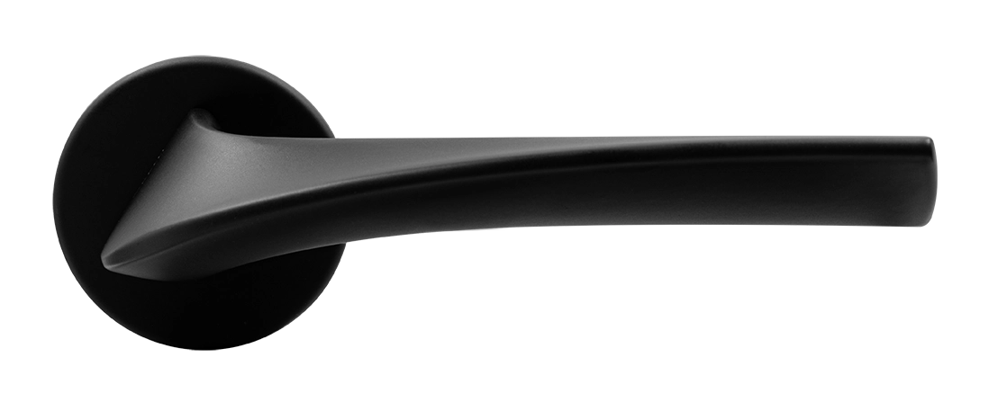 Ручка дверная COMETA R5 NERO-ST на круглой розетке цвет черный soft-touch, ЦАМ фото купить в Астане