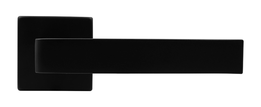 Ручка дверная HORIZONT S5 NERO-ST на квадратной розетке, цвет черный soft-touch, ЦАМ фото купить в Астане