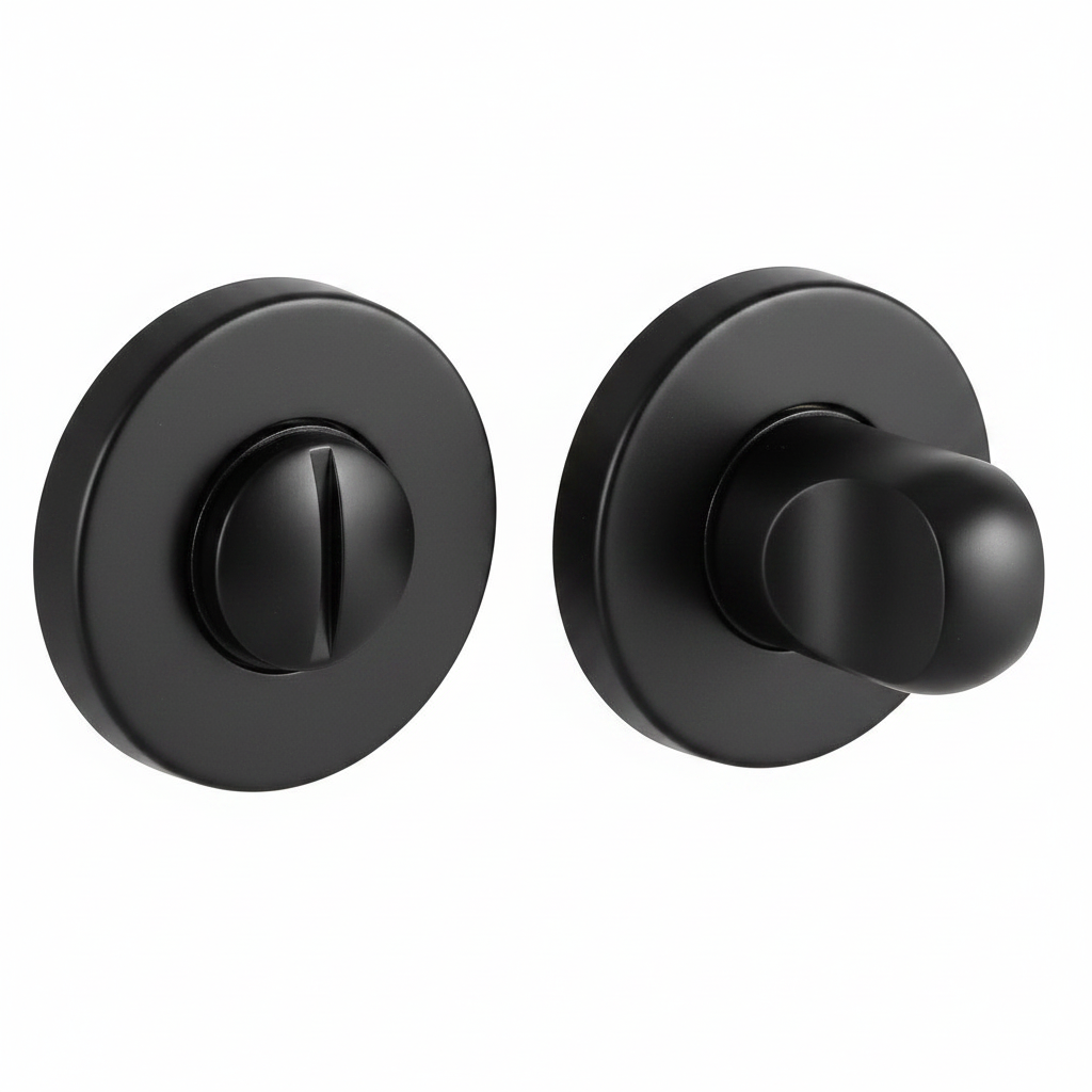 Завертка сантехническая LUX-WC-R3-E NERO-ST на круглой розетке цвет черный soft-touch, ЦАМ фото купить Астана