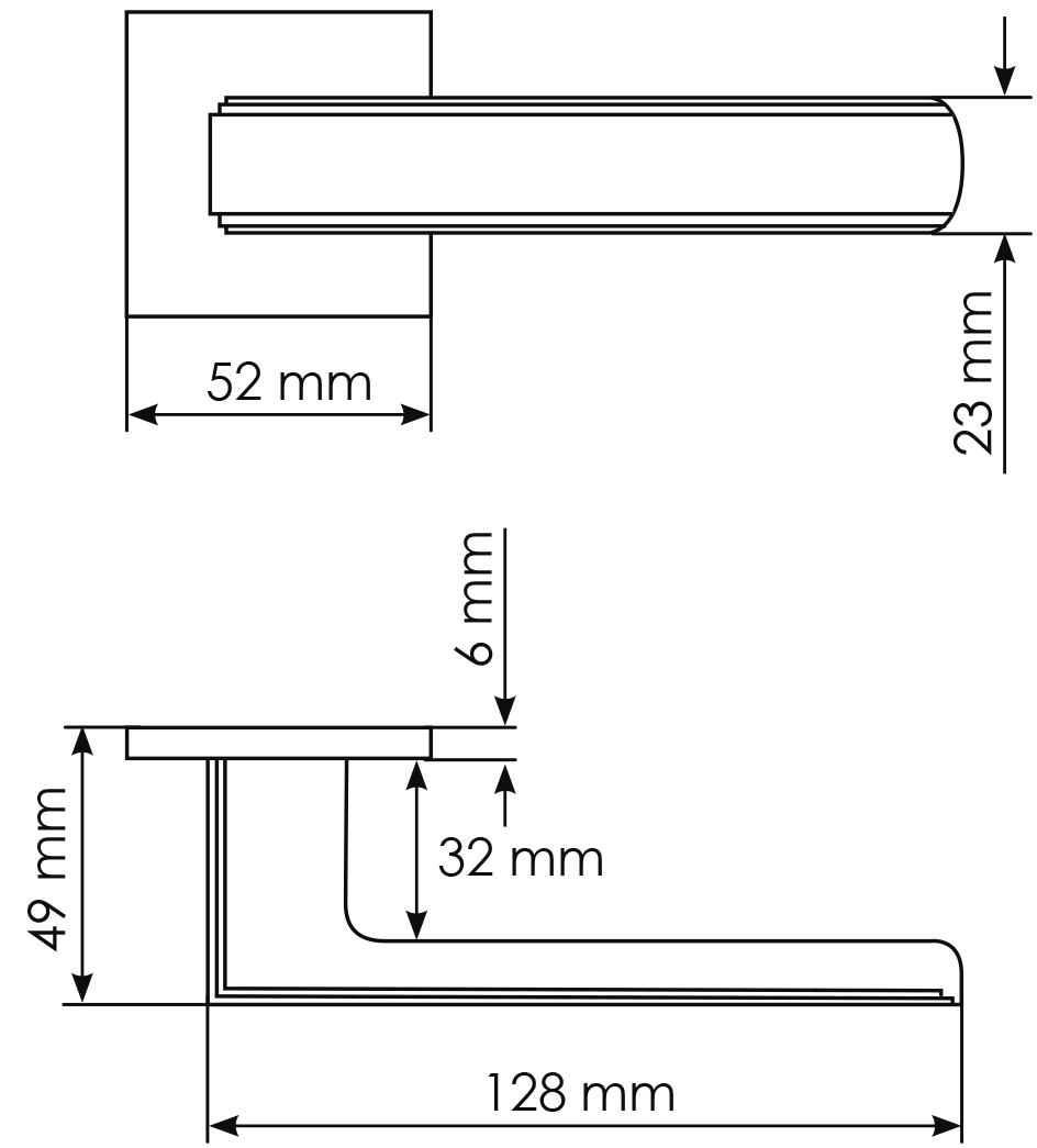 Ручка дверная MH-64-S6 MSG STEPS на квадратной розетке 6 мм, цвет матовое сатинированное золото фото фурнитура Астана