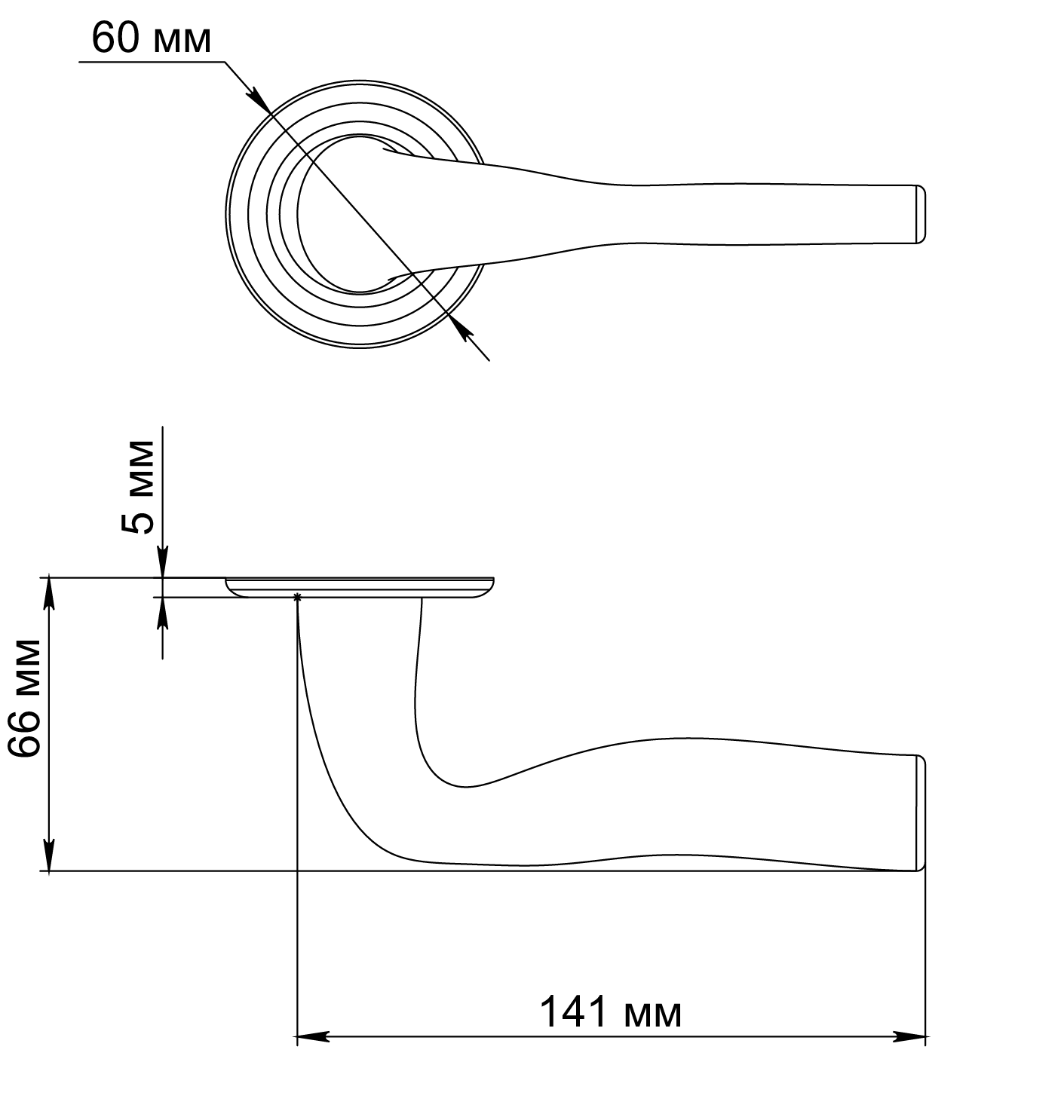 Ручка дверная LVB R7 SST на круглой розетке, цвет Летняя гроза/Summer Storm фото фурнитура Астана