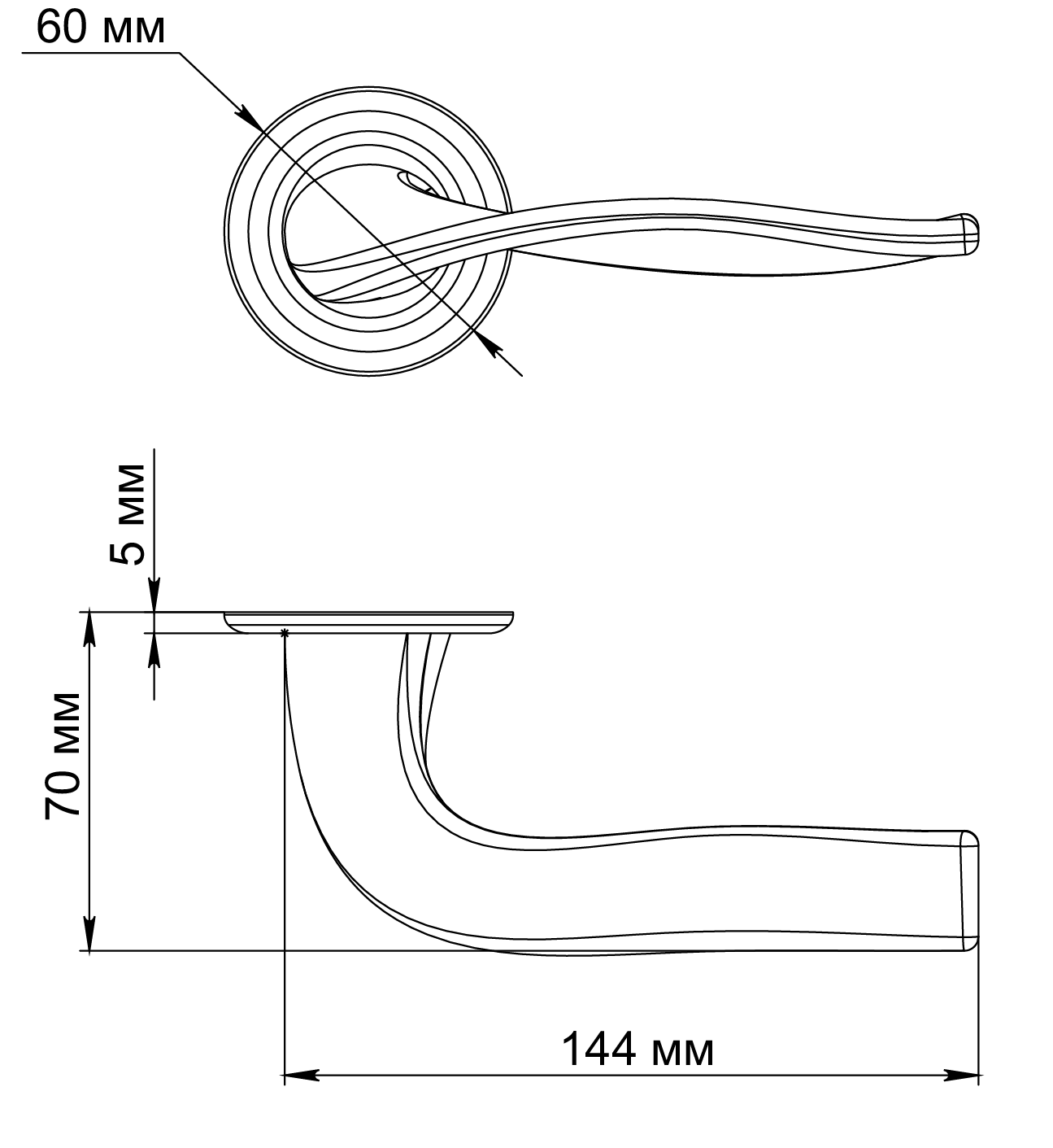 Ручка дверная SKYSCRAPER R7 SSW на круглой розетке, цвет Стокгольмский снегопад/Stockholm Snowfall фото фурнитура Астана