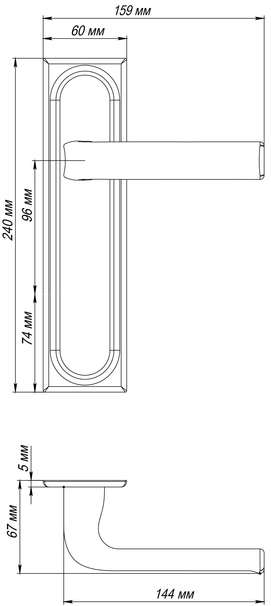 Ручка дверная THE BUS STATION PLS SST на планке, цвет Летняя гроза/Summer Storm фото фурнитура Астана