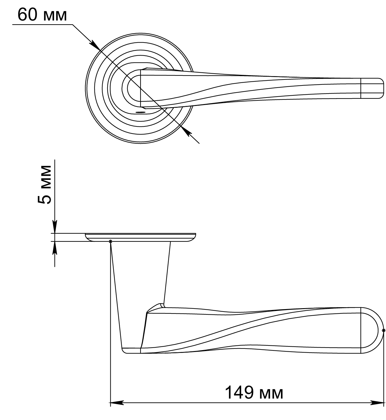 Ручка дверная THE OLYMPICS R7 SSW на круглой розетке, цвет Стокгольмский снегопад/Stockholm Snowfall фото фурнитура Астана