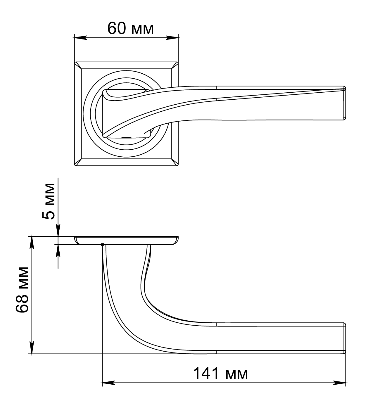 Ручка дверная WD CONCERT HALL S7 WF на квадратной розетке, цвет Зимняя стужа/Winter Frost фото фурнитура Астана