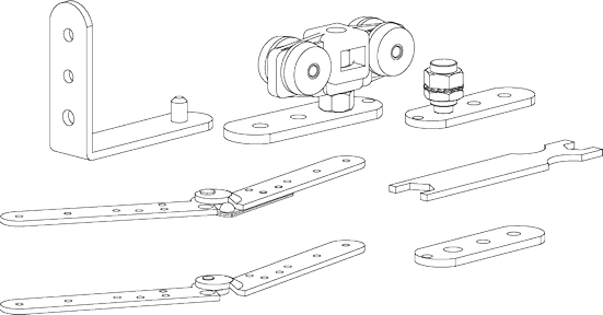 SLIDING SET 1133-1137, комплект роликов для двери "книжка", до 30кг фото купить в Астане