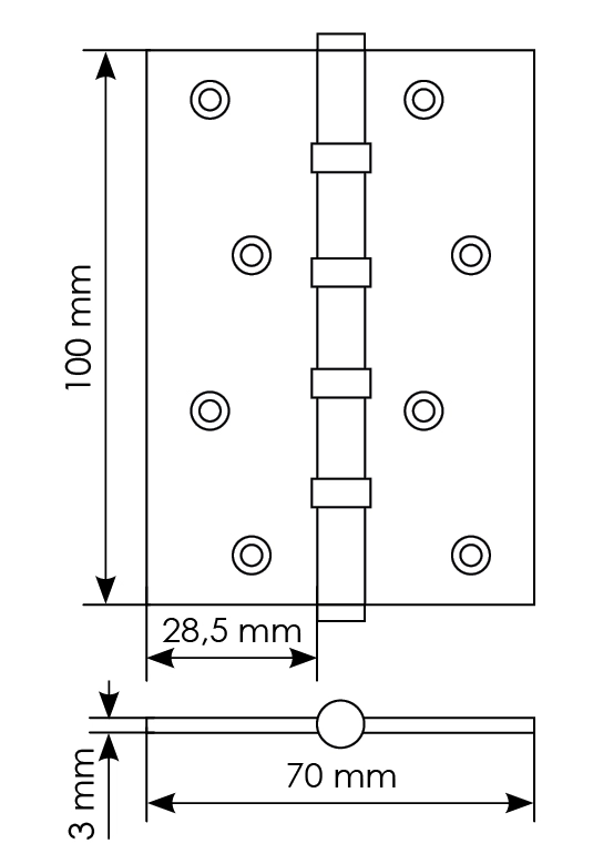 Петля универсальная карточная MBU 100X70X3-4BB AB латунь, врезная, цвет бронза фото купить в Астане