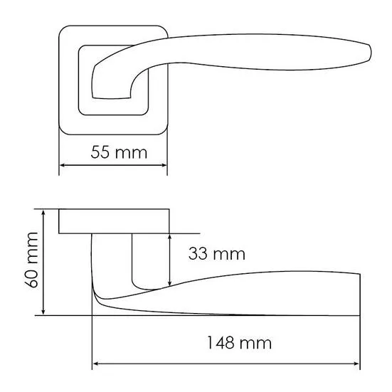 Ручка дверная SHELL MH-45 GR/CP-S55 раздельная на квадратной розетке, цвет графит/хром, ЦАМ Light фото купить в Астане