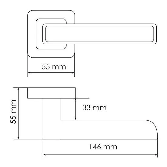 Ручка дверная FLEX MH-44 SC/CP-S55 раздельная на квадратной накладке, цвет матовый хром/хром, ЦАМ Light фото купить в Астане