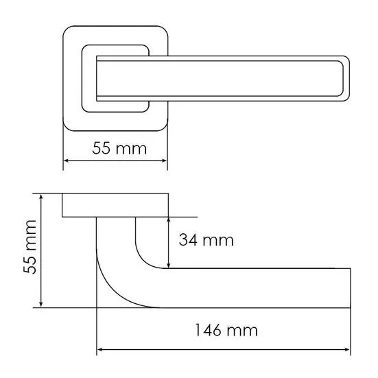 Ручка дверная EON MH-46 GR/CP-S55 раздельная на квадратной розетке, цвет графит/хром, ЦАМ Light фото фурнитура Астана